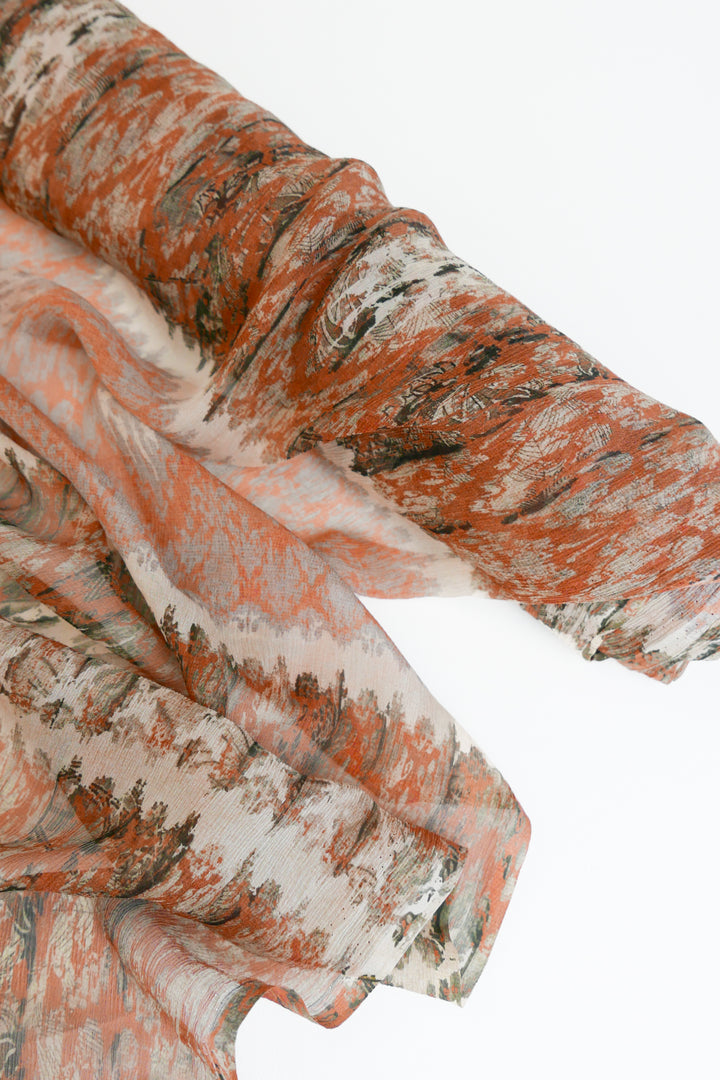 Crinkle Silk Georgette | Terracotta