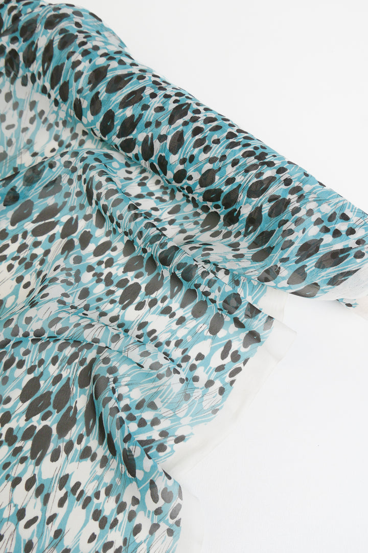 Printed Silk Georgette | Soft Teal