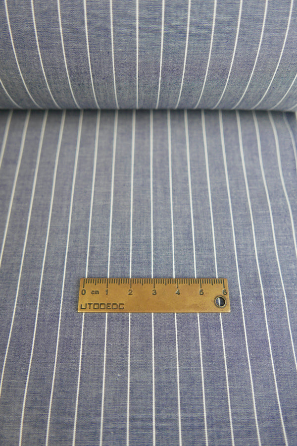 Aidan - Yarn-Dyed Cotton Shirting | Slate Stripe #7