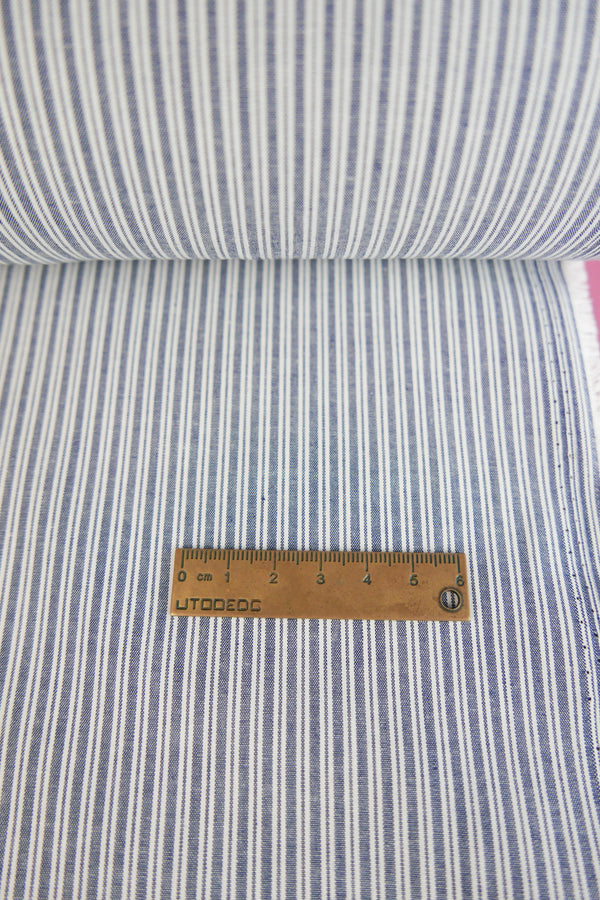 Aidan - Yarn-Dyed Cotton Shirting | Navy Stripe #6