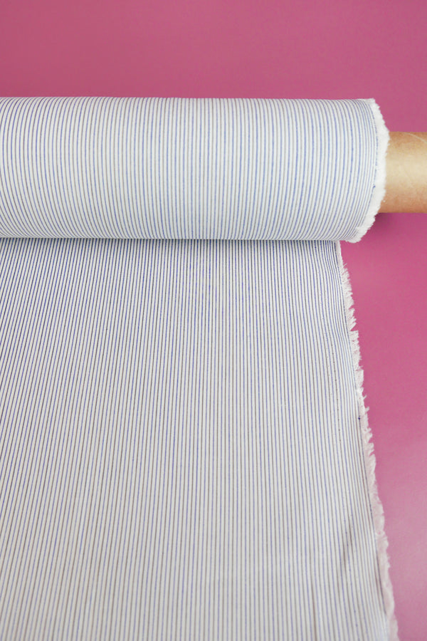 Aidan - Yarn-Dyed Cotton Shirting | Black & Blue Stripe #1