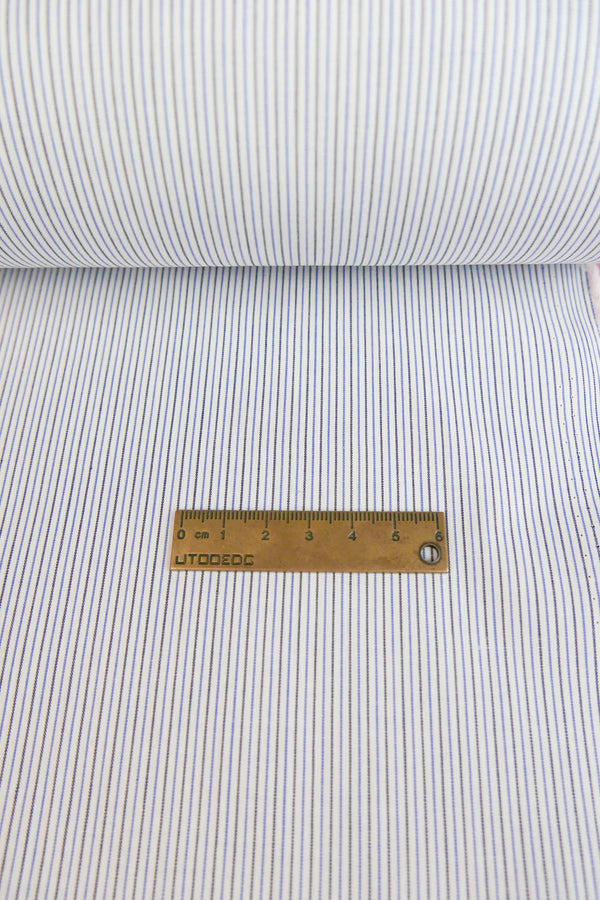 Aidan - Yarn-Dyed Cotton Shirting | Black & Blue Stripe #1