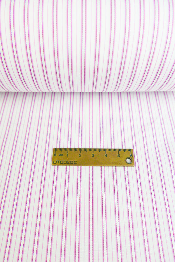 Matilda - Supima Cotton Shirting | Lingonberry Stripe