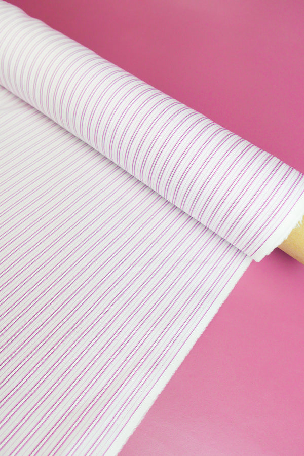Matilda - Supima Cotton Shirting | Lingonberry Stripe