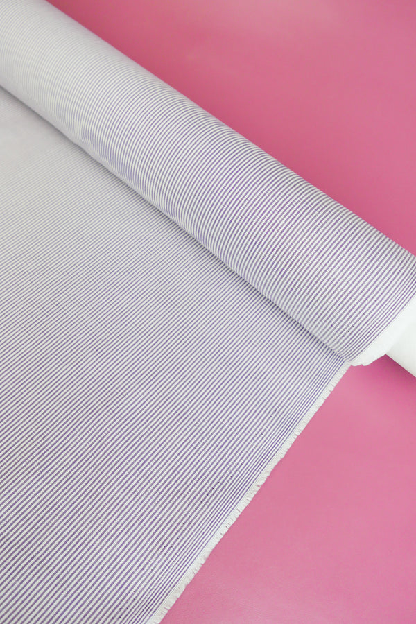 Aidan - Yarn-Dyed Cotton Shirting | Grape Stripe #3