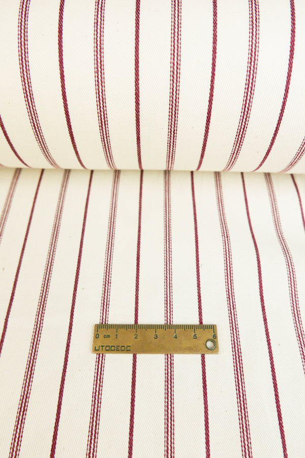 Asahi - Japanese Cotton Twill | Merlot Stripe