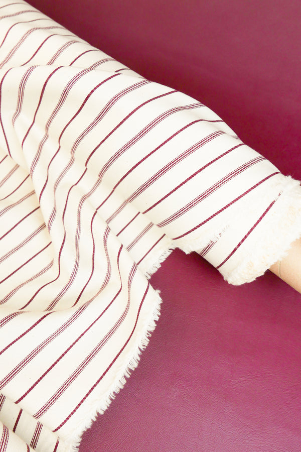 Asahi - Japanese Cotton Twill | Merlot Stripe