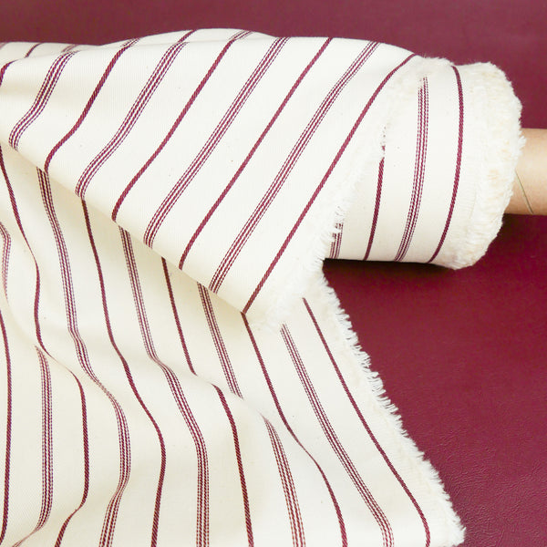 Asahi - Japanese Cotton Twill | Merlot Stripe Remnant (2M)