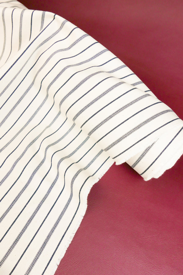 Asahi - Japanese Cotton Twill | Navy Stripe
