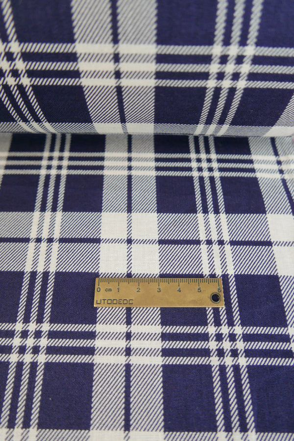 Minato - Linen & Organic Cotton Voile | Navy Check