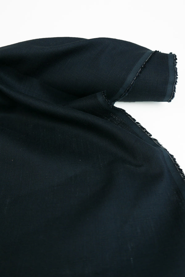 Midnight - Crosshatch Linen | Deep Navy
