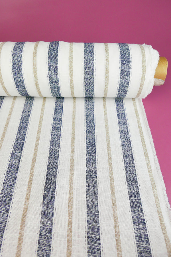 Simon - Striped Linen | Navy