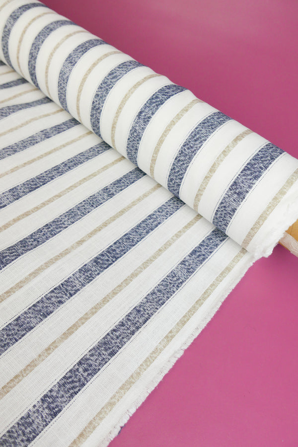 Simon - Striped Linen | Navy