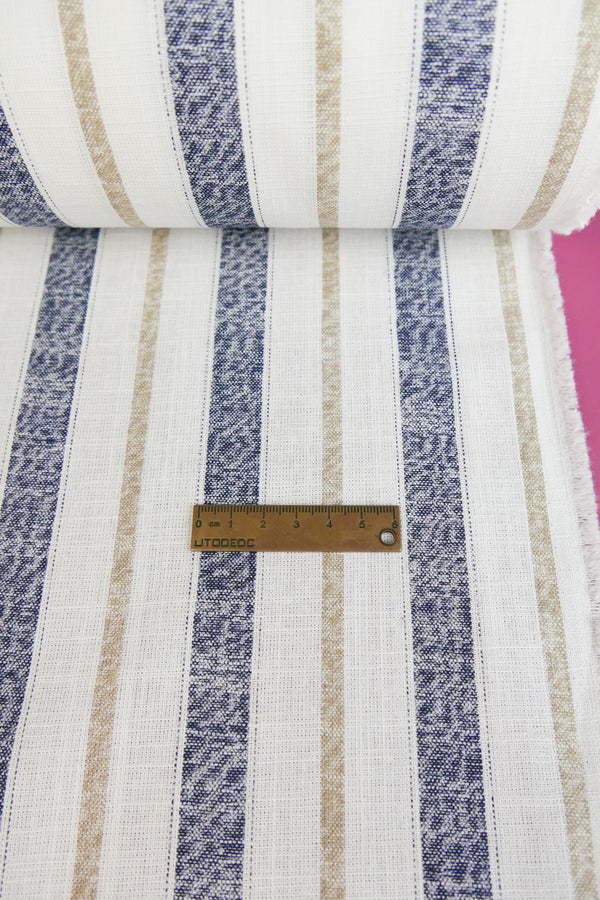 Simon - Striped Linen | Navy