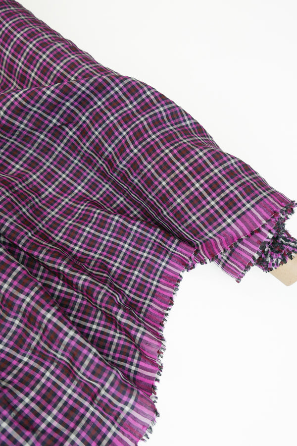Viker - European Linen Seersucker | Magenta