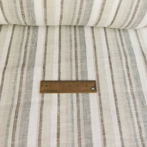 Helene - French Yarn Dyed Linen | Truffle Stripe