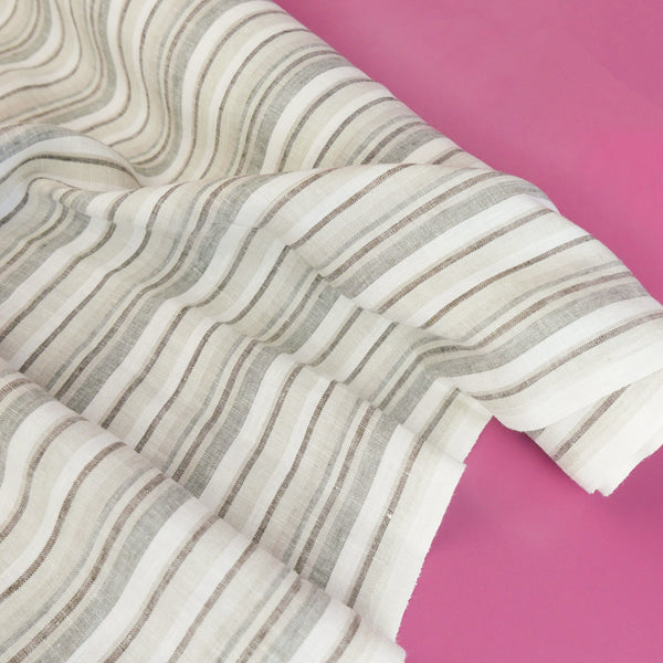 Helene - French Yarn Dyed Linen | Truffle Stripe