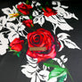Italian Printed Silk Satin | Red Rose