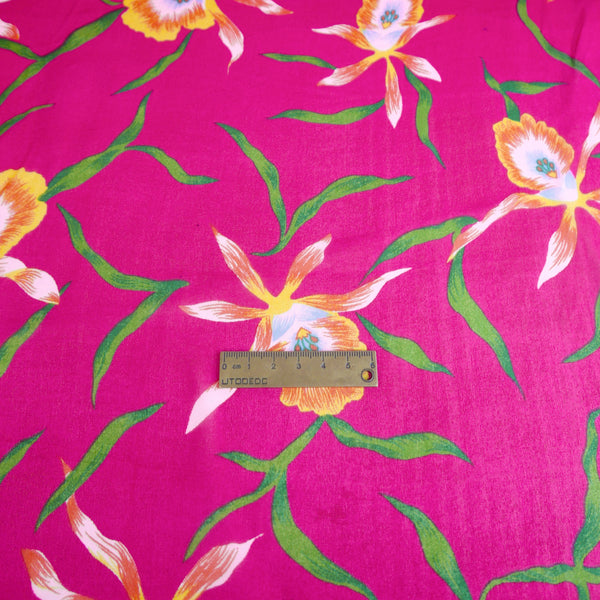 Printed Silk Georgette | Orange Orchid