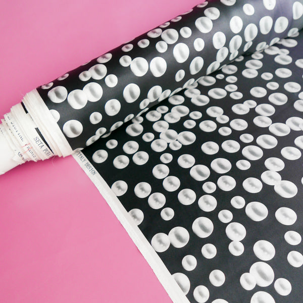 Italian Printed Silk Satin | Black Pearl