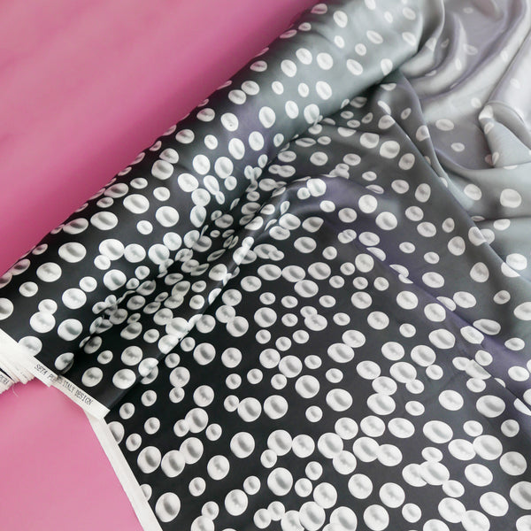 Italian Printed Silk Satin | Black Pearl