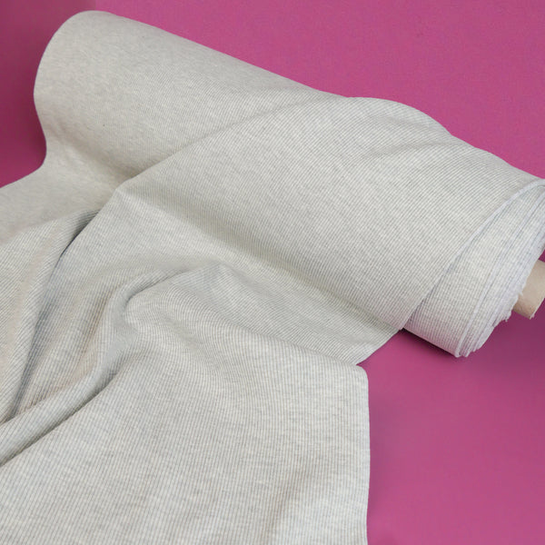 Australian Combed Cotton Ribbing | Light Grey Marle