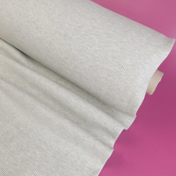 Australian Combed Cotton Ribbing | Light Grey Marle