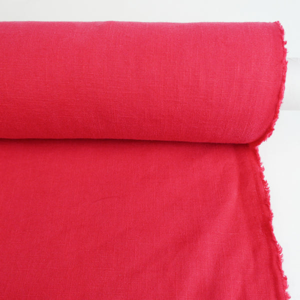 Jill - Italian Crosshatch Linen | Strawberry