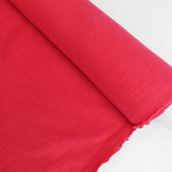 Jill - Italian Crosshatch Linen | Strawberry (LAST CUT - 3.3M)
