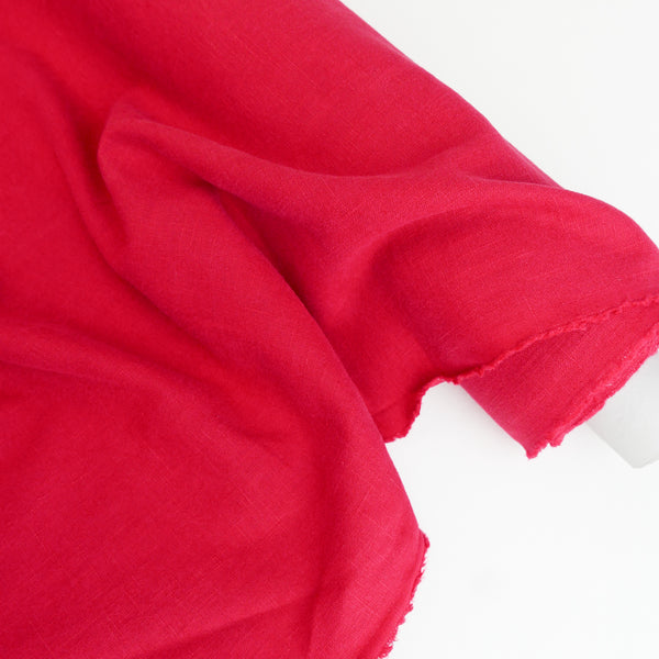 Jill - Italian Crosshatch Linen | Strawberry (LAST CUT - 3.3M)