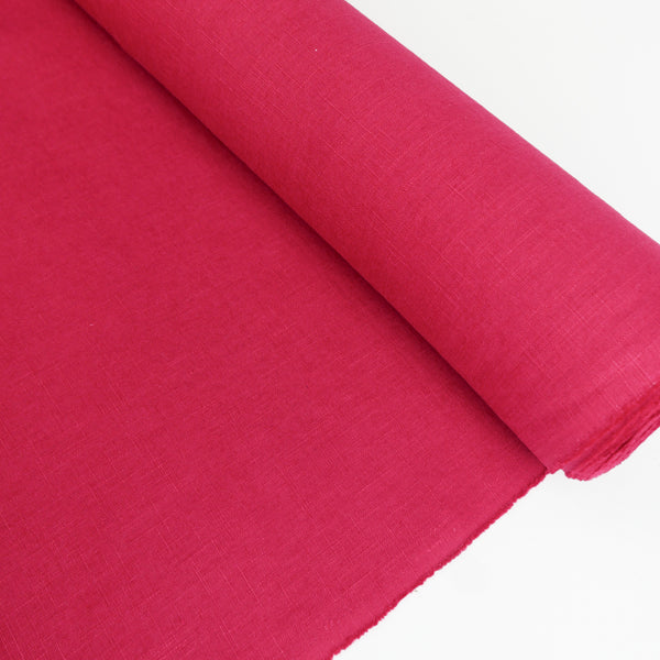 Jill - Italian Crosshatch Linen | Raspberry