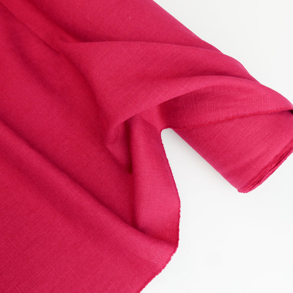 Jill - Italian Crosshatch Linen | Raspberry (LAST CUT - 1.4M)