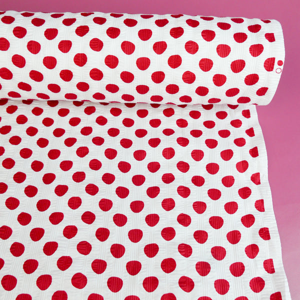 Hokkaido - Printed Seersucker Cotton | Red Polkadot