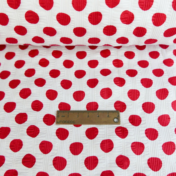 Hokkaido - Printed Seersucker Cotton | Red Polkadot