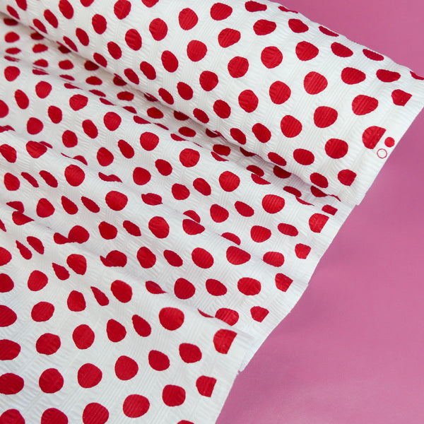 Hokkaido - Printed Seersucker Cotton | Red Polkadot