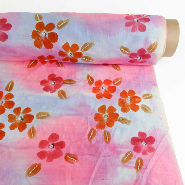 Indian Hand-Painted Silk Dupion | Watercolour (LAST CUT)