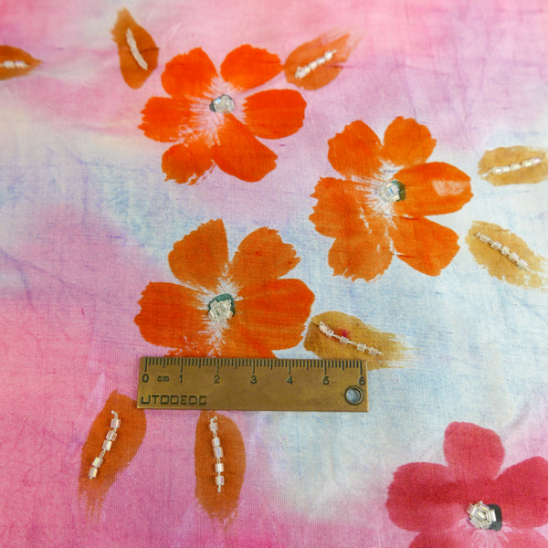 Indian Hand-Painted Silk Dupion | Watercolour (LAST CUT)