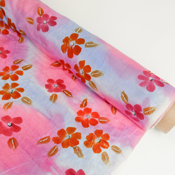 Indian Hand-Painted Silk Dupion | Watercolour (LAST CUT)