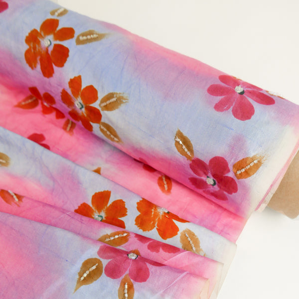 Indian Hand-Painted Silk Dupion | Watercolour (LAST CUT)