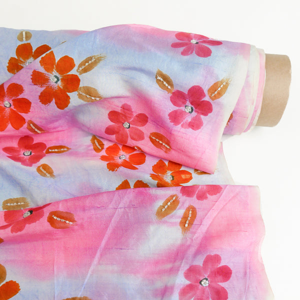 Indian Hand-Painted Silk Dupion | Watercolour (LAST CUT)