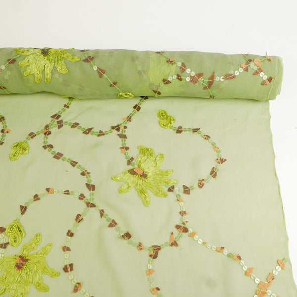 Indian Embroidered Silk Georgette | Key lime (LAST CUT)