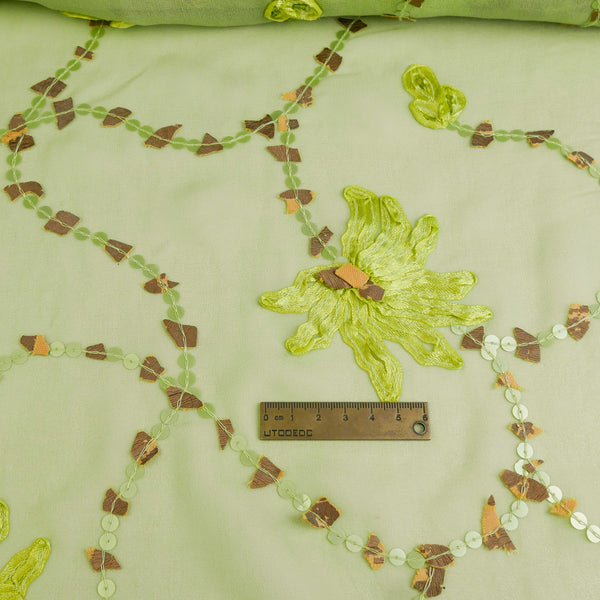 Indian Embroidered Silk Georgette | Key lime (LAST CUT)