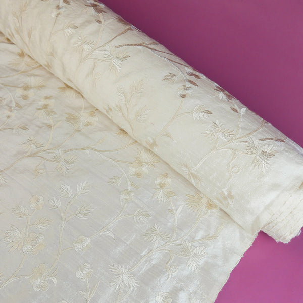 Embroidered Indian Silk Dupion | Floral #1
