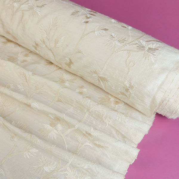Embroidered Indian Silk Dupion | Floral #1