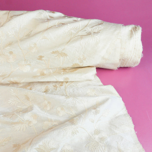 Embroidered Indian Silk Dupion | Floral #1