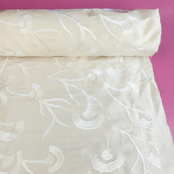 Embroidered Indian Silk Dupion | Floral #2