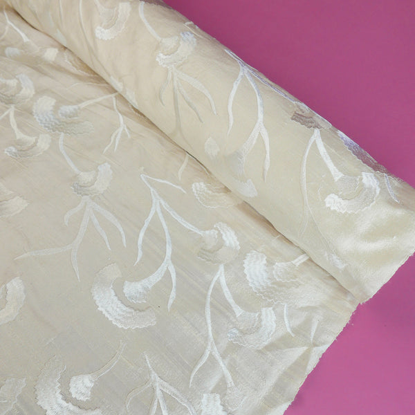 Embroidered Indian Silk Dupion | Floral #2