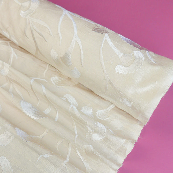 Embroidered Indian Silk Dupion | Floral #2