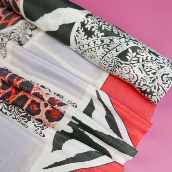 Indian Printed Silk Crepe De Chine | Pink