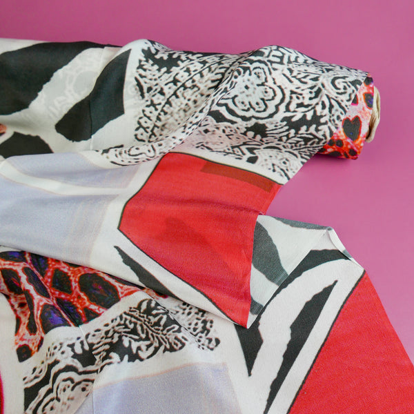 Indian Printed Silk Crepe De Chine | Pink